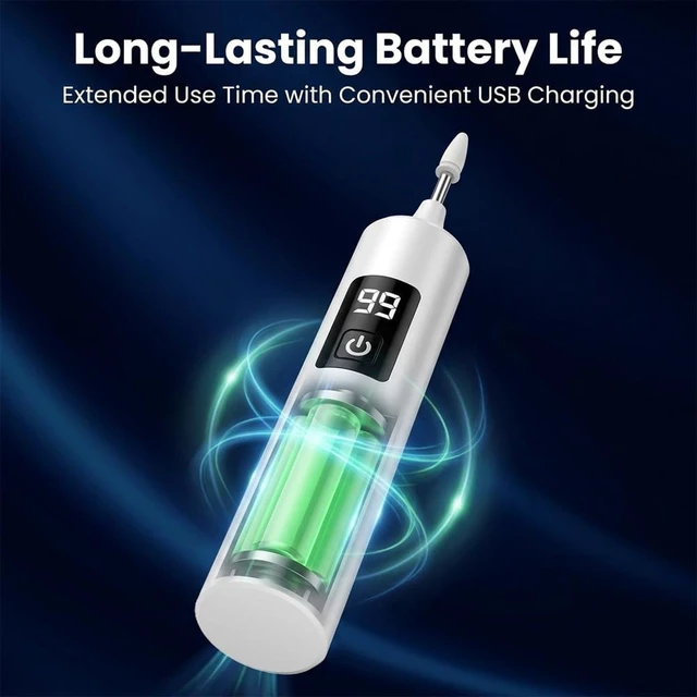 Alt view image 4 of 7 - Cordless Electric Nail File 3-Speed Rechargeable Nail Drill 1 Kit | USB-C Charging, Forward & Reverse Rotation, Built-In LED Light, Lightweight Manicure Tool for Shaping, Buffing & Cuticle Care