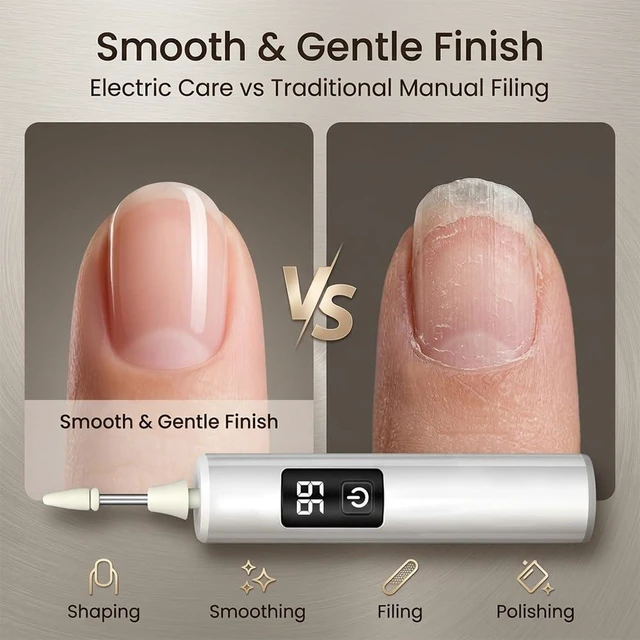 Alt view image 7 of 7 - Cordless Electric Nail File 3-Speed Rechargeable Nail Drill 1 Kit | USB-C Charging, Forward & Reverse Rotation, Built-In LED Light, Lightweight Manicure Tool for Shaping, Buffing & Cuticle Care