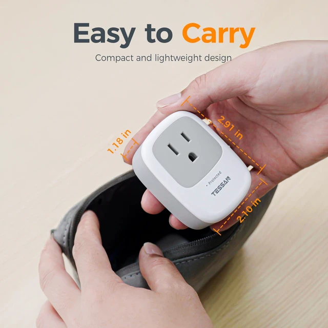 Alt view image 5 of 7 - Single Outlet Wall Surge Protector with 1050J Surge Protector, Grey | Portable Wall Outlet with single plug surge protector for Appliances, Computer, Refrigerator, Treadmill, Massage Chair, 1875W