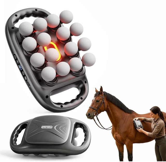 Main image of 16 Heads Horse Massage Gun with Red Light for Equine Recovery Relax | 30dB Low-Noise, 3 Modes 30-Speed, 2000mAh Rechargeable Battery, 10-minute Timer, 50kg Powerful Thrust, 35mm Amplitude