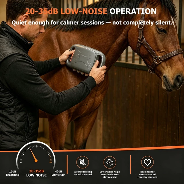 Alt view image 4 of 7 - 16 Heads Horse Massage Gun with Red Light for Equine Recovery Relax | 30dB Low-Noise, 3 Modes 30-Speed, 2000mAh Rechargeable Battery, 10-minute Timer, 50kg Powerful Thrust, 35mm Amplitude