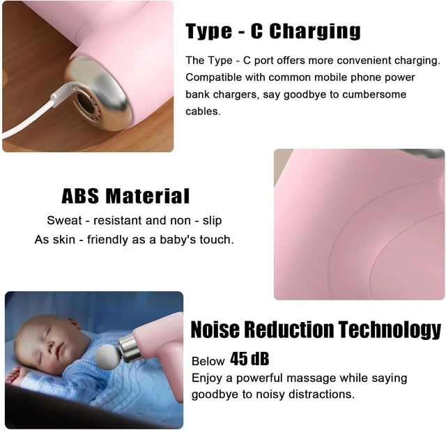 Alt view image 3 of 7 - Type-C Charging Mini Massage Gun Handheld Massager for Muscle Relaxation Percussion Muscle Massager Rechargeable Gifts Toys for Women (Pink) Holiday Gift Massagers Body Care Machine