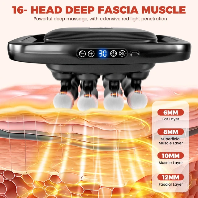 Alt view image 2 of 7 - 16 Head Massage Deep Tissue Massager Gun 2600mAh Massage Gun Deep Tissue with Type-C Fast Charging 3 Massage Modes & 30 Intensities Suitable for Muscle Soreness in The Waist, Shoulders,Neck After Work