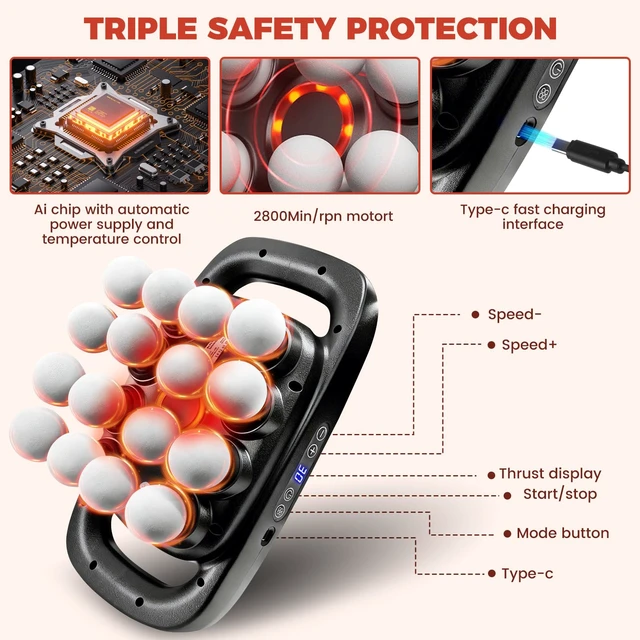Alt view image 6 of 7 - 16 Head Massage Deep Tissue Massager Gun 2600mAh Massage Gun Deep Tissue with Type-C Fast Charging 3 Massage Modes & 30 Intensities Suitable for Muscle Soreness in The Waist, Shoulders,Neck After Work