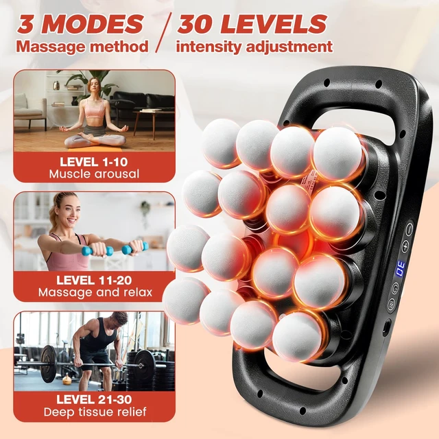 Alt view image 4 of 7 - 16 Head Massage Deep Tissue Massager Gun 2600mAh Massage Gun Deep Tissue with Type-C Fast Charging 3 Massage Modes & 30 Intensities Suitable for Muscle Soreness in The Waist, Shoulders,Neck After Work