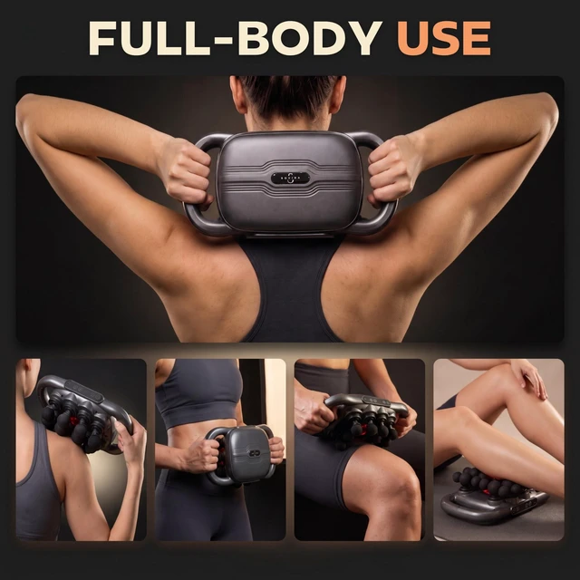 Alt view image 4 of 7 - 24-Head Massage Gun with Heat, Deep Tissue Percussion Back Massager | 24-Point Wide-Area Coverage for Back, Neck & Shoulders; 9 Modes, 12003200 RPM, Type-C Rechargeable