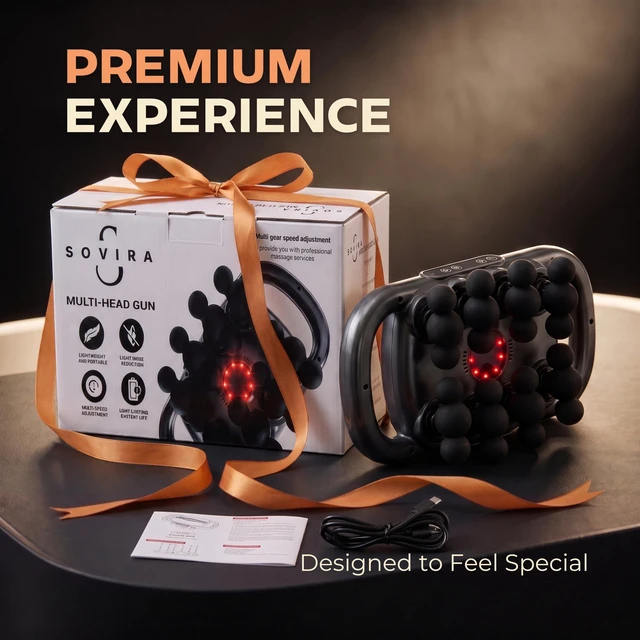 Alt view image 7 of 7 - 24-Head Massage Gun with Heat, Deep Tissue Percussion Back Massager | 24-Point Wide-Area Coverage for Back, Neck & Shoulders; 9 Modes, 12003200 RPM, Type-C Rechargeable