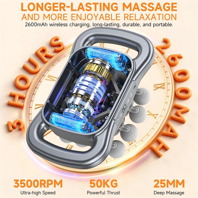 Alt view image 5 of 7 - 16 Head Massage Gun Deep Tissue,Cordless Electric Back Percussion Massager 9 Levels & 9 Modes,Rechargeable Handheld Massager Gun Tools for Men Women Shoulder/Waist/Arm/Leg Full Body Muscle Pain Relief