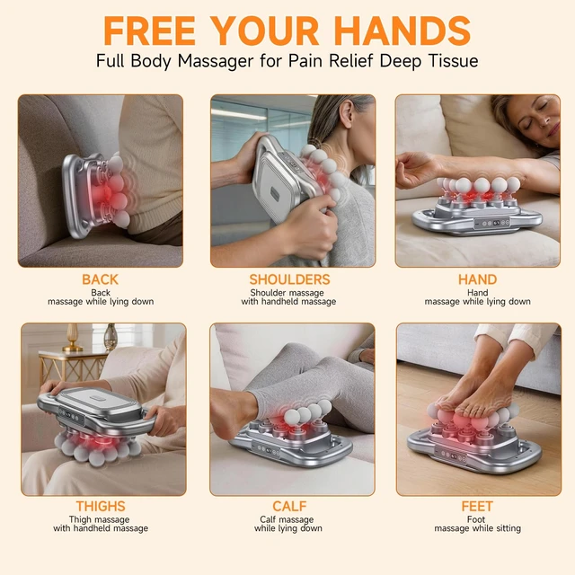 Alt view image 7 of 7 - 16 Head Massage Gun Deep Tissue,Cordless Electric Back Percussion Massager 9 Levels & 9 Modes,Rechargeable Handheld Massager Gun Tools for Men Women Shoulder/Waist/Arm/Leg Full Body Muscle Pain Relief