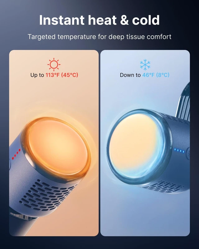 Alt view image 5 of 7 - Active Mini Thermacool Massage Gun with Heat and Cold, Thumb Loop | Portable Deep Tissue Back Massager with Loop Design for Easy Use, Carry Case, FSA Eligible HSA, Gift for Officers, Gym Lovers