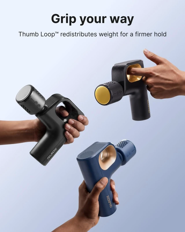 Alt view image 4 of 7 - Active Mini Thermacool Massage Gun with Heat and Cold, Thumb Loop | Portable Deep Tissue Back Massager with Loop Design for Easy Use, Carry Case, FSA Eligible HSA, Gift for Officers, Gym Lovers