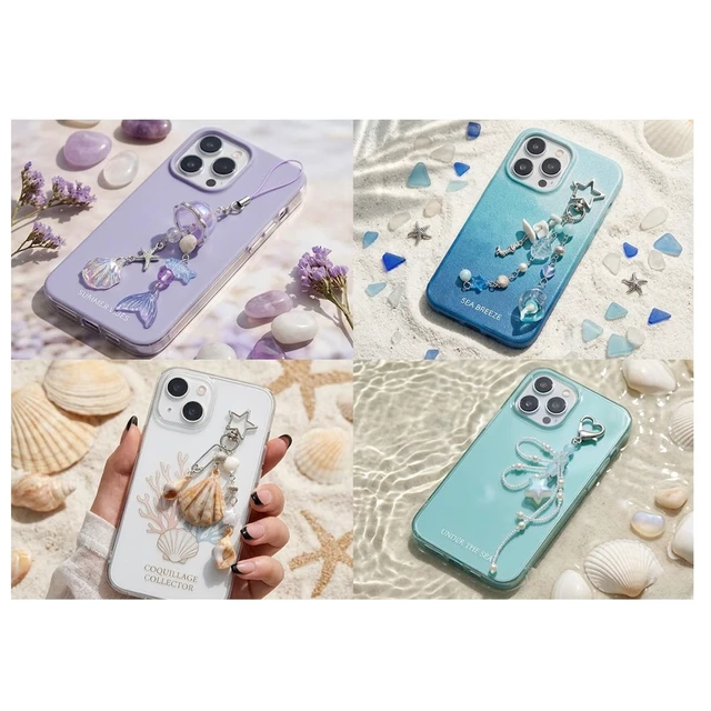 Alt view image 3 of 3 - 1-4PCS Cute Phone Charms Aesthetic Y2K Cellphone Charms Strap Pink Strawberry Butterfly Star Charm Y2K Accessories for Phone Bag Keychain Airpods Camera Pendants Decor (Shell, 4)