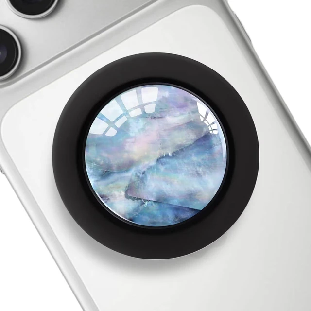 Main image of Clear Crystal Natural Sea Shell Mother of Pearl Magnetic Phone Grip Compatible with MagsafeCollapsible Mobile Phones Stand Holder for Smartphone Tablet Cell Phone Accessory - Blue