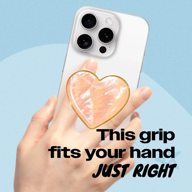 Alt view image 2 of 7 - Cute Natural Seashell Design Heart Shape Collapsible Mobile Phone Grip Stand Holder for Smartphone Tablet Cell Phone Accessory (Peach)