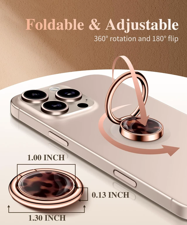 Alt view image 2 of 7 - Marble Cell Phone Ring Holder, Metal Kickstand Grip 360° Rotation | Compatible with iPhone 18/17/16/15/14/Pro/Plus Series & Galaxy S26/S25 Ultra Non-Magnetic Adhesive Phone Grip (Tortoises)