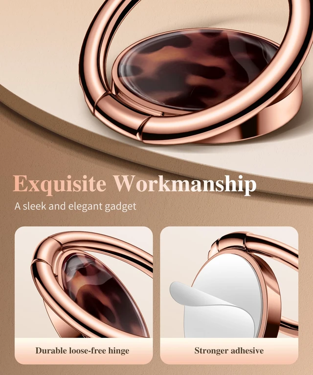 Alt view image 3 of 7 - Marble Cell Phone Ring Holder, Metal Kickstand Grip 360° Rotation | Compatible with iPhone 18/17/16/15/14/Pro/Plus Series & Galaxy S26/S25 Ultra Non-Magnetic Adhesive Phone Grip (Tortoises)