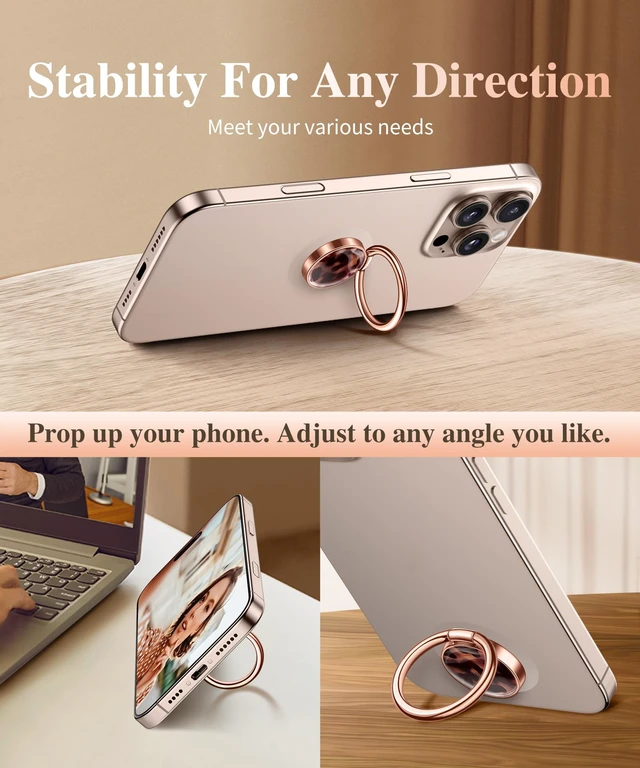 Alt view image 5 of 7 - Marble Cell Phone Ring Holder, Metal Kickstand Grip 360° Rotation | Compatible with iPhone 18/17/16/15/14/Pro/Plus Series & Galaxy S26/S25 Ultra Non-Magnetic Adhesive Phone Grip (Tortoises)