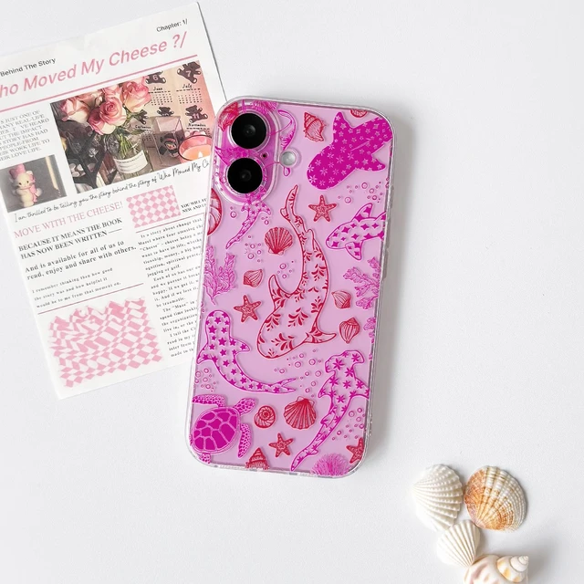 Alt view image 2 of 7 - for iPhone 16 Case Clear Sea Animal - Pink Turtle | Cute, Shell whale ocean animal, For women men girls boys, Slim, Soft TPU, Shockproof