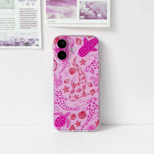 Alt view image 6 of 7 - for iPhone 16 Case Clear Sea Animal - Pink Turtle | Cute, Shell whale ocean animal, For women men girls boys, Slim, Soft TPU, Shockproof