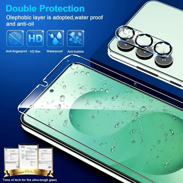 Alt view image 6 of 7 - 3 Pack for Samsung Galaxy S25 Plus Screen Protector Tempered Glass + 3 Pack Camera Lens Protector, Military Grade Shatterproof, 9H Hardness, Fingerprint Unlock, Case Friendly 6.7 Inch
