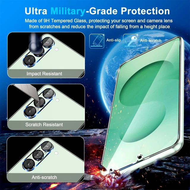 Alt view image 5 of 7 - 3 Pack for Samsung Galaxy S25 Plus Screen Protector Tempered Glass + 3 Pack Camera Lens Protector, Military Grade Shatterproof, 9H Hardness, Fingerprint Unlock, Case Friendly 6.7 Inch