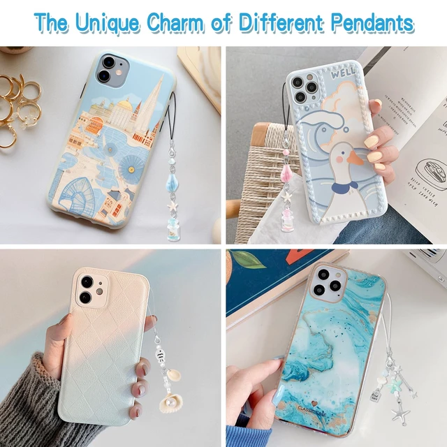 Alt view image 4 of 7 - 4Pcs Shell Phone Charms Cute Beach Cellphone Charm for Case Pink Y2K Kawaii Car Charms Kit Blue Strap Charm for iPhone Pearl Keychain Pendants Aesthetic Phone Accessories for Bag Airpods Camera