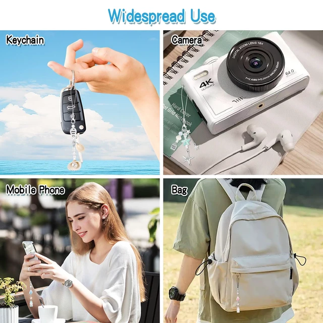 Alt view image 7 of 7 - 4Pcs Shell Phone Charms Cute Beach Cellphone Charm for Case Pink Y2K Kawaii Car Charms Kit Blue Strap Charm for iPhone Pearl Keychain Pendants Aesthetic Phone Accessories for Bag Airpods Camera