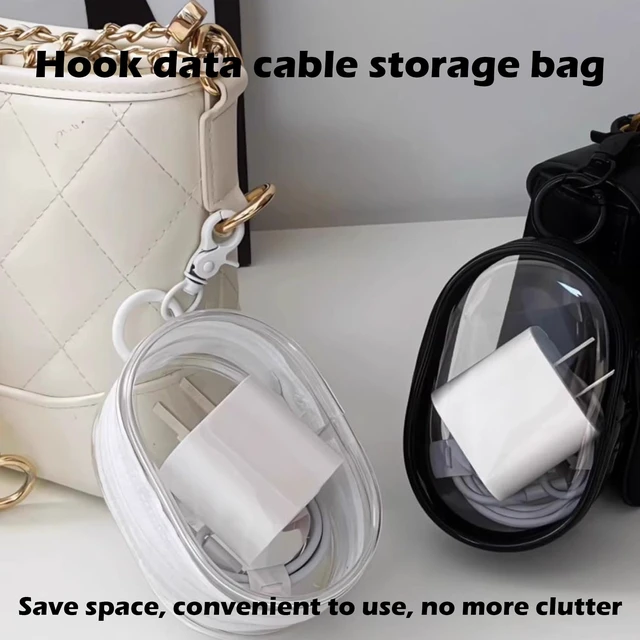 Alt view image 2 of 7 - Mobile Phone Charger Organizer Bag, Waterproof Portable Storage Bag, Mini Clear Hard Shell Zipper Case, Charging Cable Storage Bag, Space-Saving Travel Accessories (4pcs White)