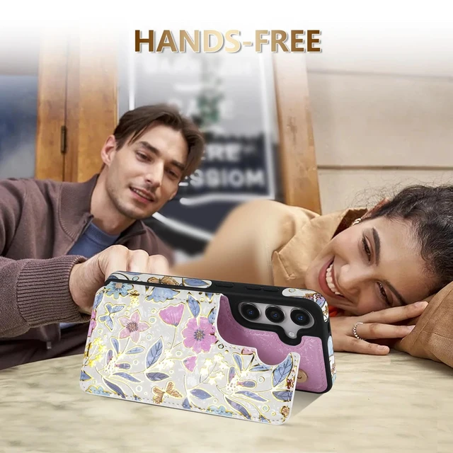 Alt view image 3 of 7 - for Galaxy S26 Plus Wallet Case Double Magnetic,Colorful Butterfly | PU Leather,RFID Blocking,Credit Card Holder, Kickstand,Shockproof TPU Shell,For women and men,Flip Phone Case,Floral Pattern