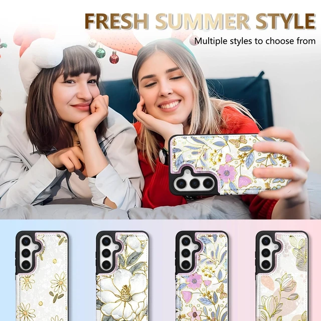 Alt view image 4 of 7 - for Galaxy S26 Plus Wallet Case Double Magnetic,Colorful Butterfly | PU Leather,RFID Blocking,Credit Card Holder, Kickstand,Shockproof TPU Shell,For women and men,Flip Phone Case,Floral Pattern