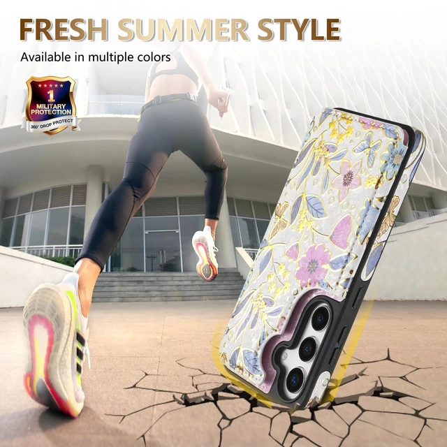 Alt view image 7 of 7 - for Galaxy S26 Plus Wallet Case Double Magnetic,Colorful Butterfly | PU Leather,RFID Blocking,Credit Card Holder, Kickstand,Shockproof TPU Shell,For women and men,Flip Phone Case,Floral Pattern