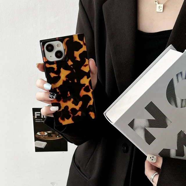 Alt view image 2 of 7 - Rectangle Tortoise Shell Print Case for iPhone 15 Pro Brown | Retro Cool Girl Brown Design, Aesthetic Chic Trendy Slim Soft Full Shockproof Protective Glossy Cover for Girls Women