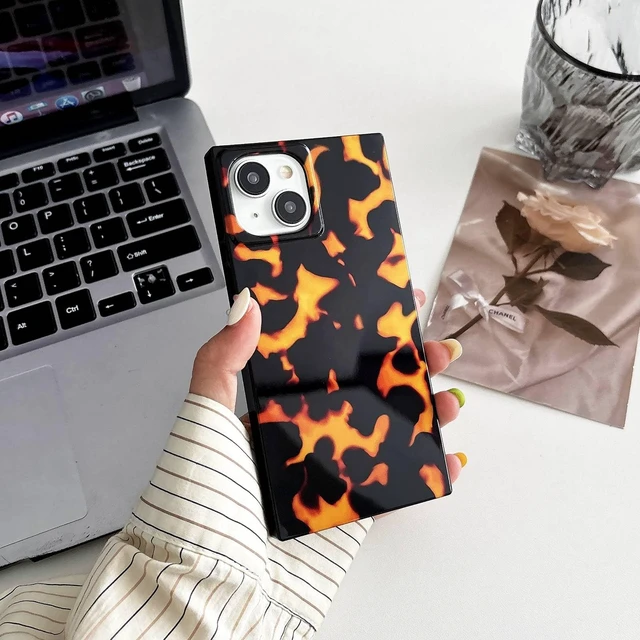 Alt view image 6 of 7 - Rectangle Tortoise Shell Print Case for iPhone 15 Pro Brown | Retro Cool Girl Brown Design, Aesthetic Chic Trendy Slim Soft Full Shockproof Protective Glossy Cover for Girls Women