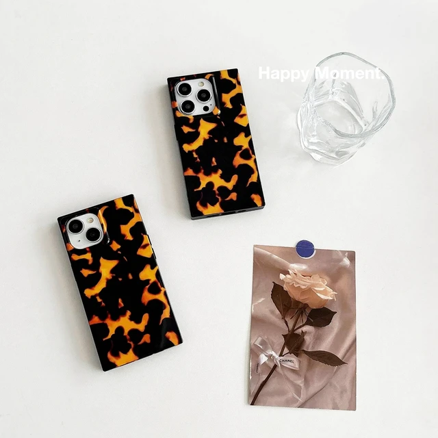 Alt view image 7 of 7 - Rectangle Tortoise Shell Print Case for iPhone 15 Pro Brown | Retro Cool Girl Brown Design, Aesthetic Chic Trendy Slim Soft Full Shockproof Protective Glossy Cover for Girls Women