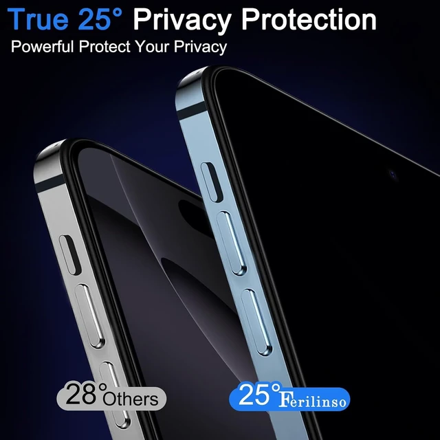 Alt view image 3 of 7 - Privacy Screen Protector for iPhone 16 Pro Max, Tempered Glass | 3 Pack, 9H Hardness, Military-Grade Shatterproof, Case Friendly, Easy Installation Bubble Free, with Camera Lens Protectors