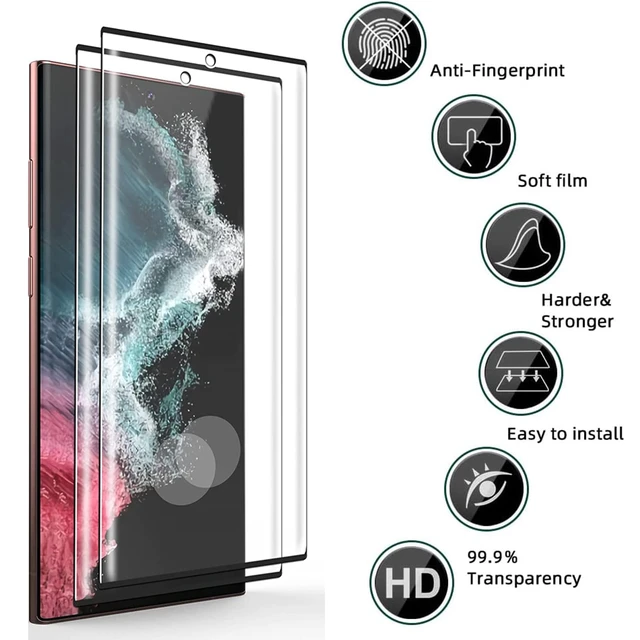 Alt view image 3 of 7 - [2+2 Pack Galaxy S22 Ultra Screen Protector, 9H Tempered Glass Scratch Resistant, Ultrasonic Fingerprint Support, For Samsung Galaxy S22 Ultra 5G 6.8 Inch Glass Screen Protector