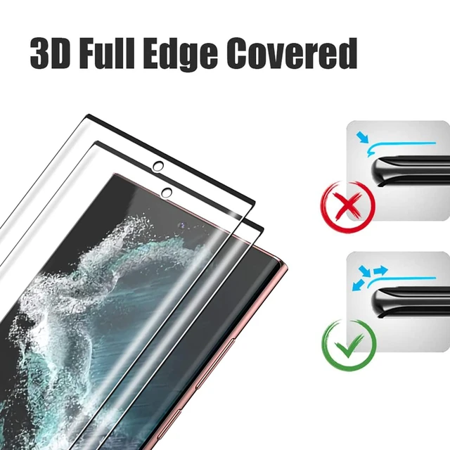 Alt view image 6 of 7 - [2+2 Pack Galaxy S22 Ultra Screen Protector, 9H Tempered Glass Scratch Resistant, Ultrasonic Fingerprint Support, For Samsung Galaxy S22 Ultra 5G 6.8 Inch Glass Screen Protector