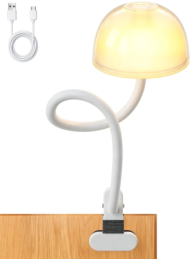 Main image of Rechargeable Clip on Light for Bed, Cordless Reading Light, Gooseneck lamp | Mushroom Touch Control Bedside Lamps with Stepless Dimming , RGB & 3 Color Temperatures, for Headboard, Desk, Dorm