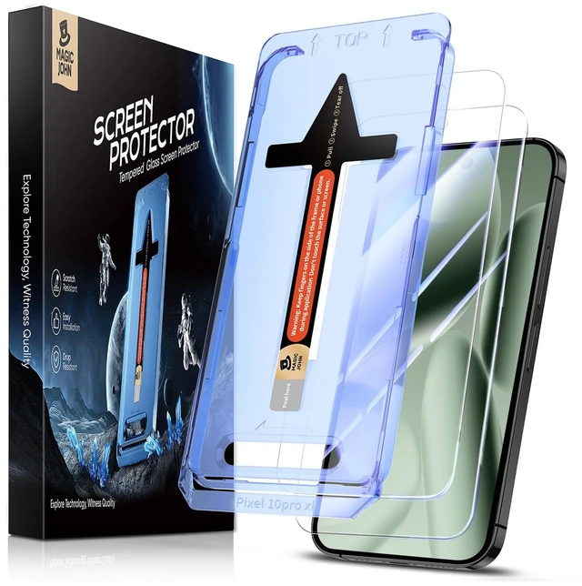 Main image of for Google Pixel 10 Pro XL Tempered Glass Screen Protector | 2 Pack,Easy Installation,Auto Dust-Elimination,HD Clear,Bubble Free