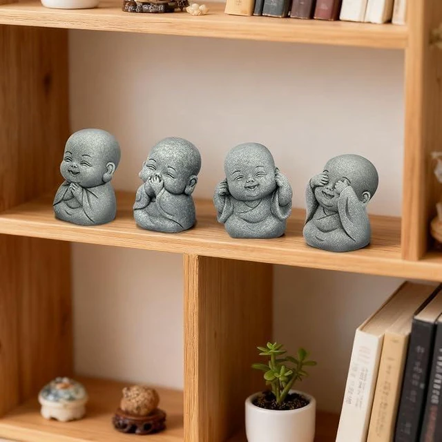 Alt view image 2 of 5 - 4 Pcs Mini Buddha Statue, 2 Inch Tiny Buddha for Desk Home Feng Shui Decor