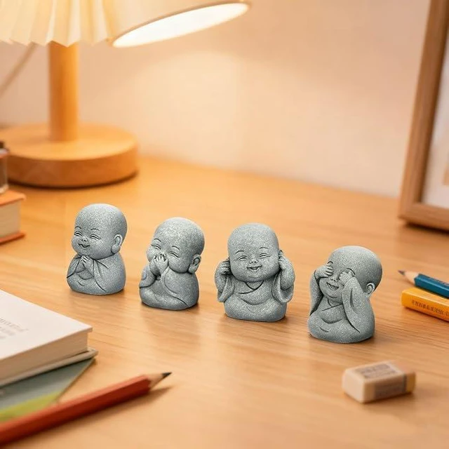 Main image of 4 Pcs Mini Buddha Statue, 2 Inch Tiny Buddha for Desk Home Feng Shui Decor