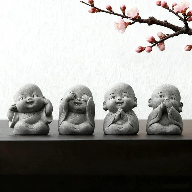 Alt view image 5 of 5 - 4 Pcs Mini Buddha Statue, 2 Inch Tiny Buddha for Desk Home Feng Shui Decor