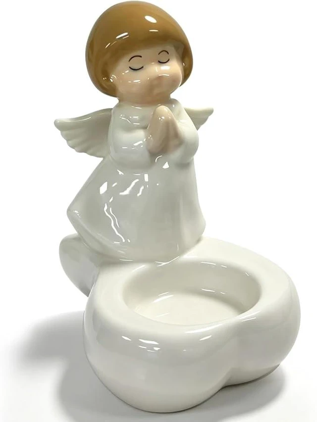 Main image of Cute Tealight Candle Holder, Small Praying Angel Ceramic Holders for Candle/Ring/Jewelry for Home Decor, Unique Gifts for Housewarming/Halloween/Thanksgiving/Christmas/Birthday Gift