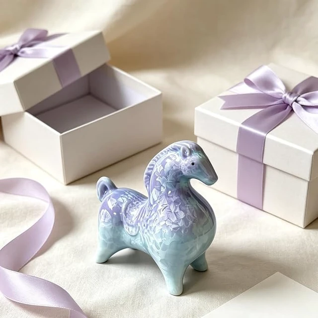 Alt view image 2 of 3 - Small Tang Horse Figurine, Handcrafted Ceramic Horse Statue, Gradient Color Art Sculpture for Home/Office Decor, Elegant Gift for Horse Lovers & Collectors