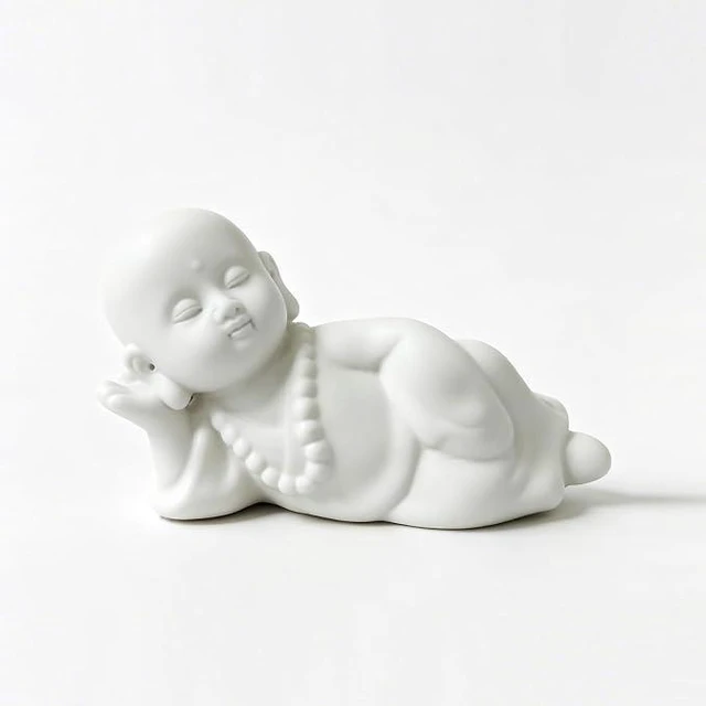 Main image of Little Monk Statue, Cute Buddha Monk Figurine, Zen Decor for Home/Office, Meditation Monk Sculpture, Yoga Room Feng Shui Ornament, Spiritual Calming Gift