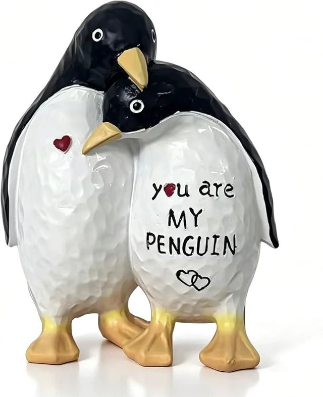Alt view image 3 of 3 - You are My Penguin Couple Figurine, 4.9 Inch Resin Romantic Hugging Statue, 25th Silver Wedding Anniversary Valentine Christmas Birthday Gift for Him Her Husband Wife