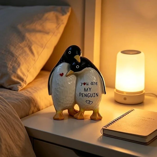 Alt view image 2 of 3 - You are My Penguin Couple Figurine, 4.9 Inch Resin Romantic Hugging Statue, 25th Silver Wedding Anniversary Valentine Christmas Birthday Gift for Him Her Husband Wife