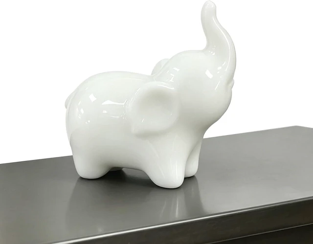 Alt view image 3 of 3 - Dehua Small Elephant Figurine Gift, Handcrafted White Porcelain Statue,Feng Shui Inspired Home Decor Ornament, Art Collectible Gift for Living Room, Office & Nursery