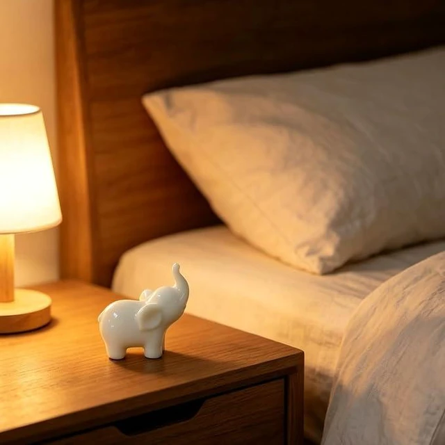 Alt view image 2 of 3 - Dehua Small Elephant Figurine Gift, Handcrafted White Porcelain Statue,Feng Shui Inspired Home Decor Ornament, Art Collectible Gift for Living Room, Office & Nursery