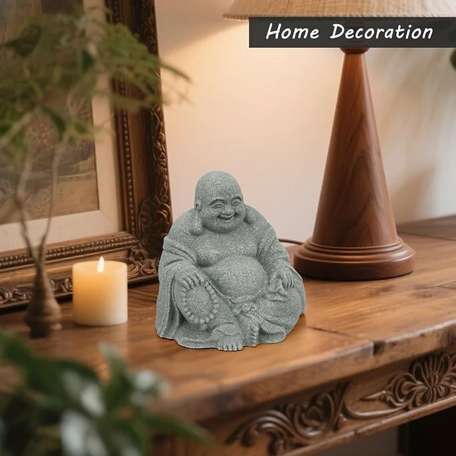 Alt view image 2 of 3 - Laughing Buddha Statue, Bring Luck Feng Shui Sandstone Sculpture